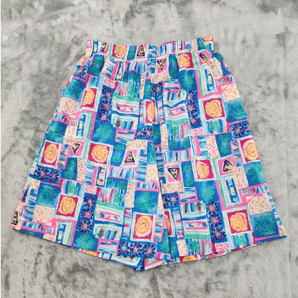 Vintage Cricket Lane‎ Shorts Womens S Multicolor Funky Geometric Pull On Baggy